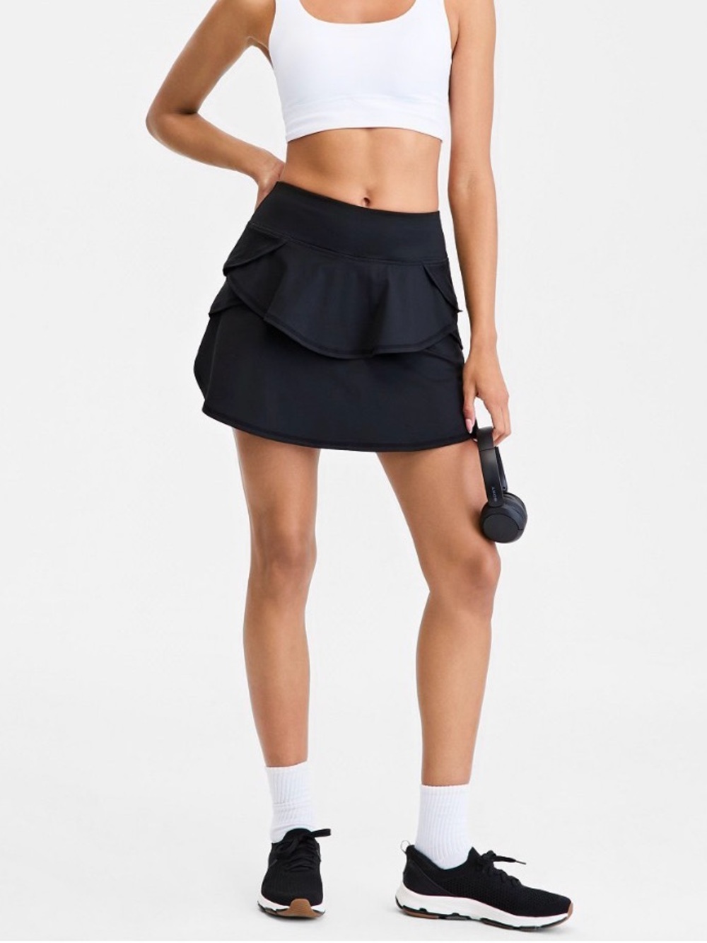 *NWT* IDEOLOGY Women's Compression Flounce Skort Black Size Large